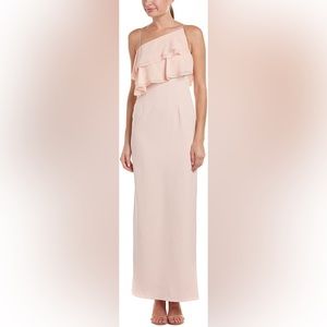 Aidan Mattox Flounce Chiffon Crepe Dress Gown